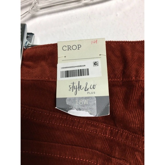 Style & Co  Pants Plus Size Button Down Corduroy  Dark Auburn - Picture 8 of 12
